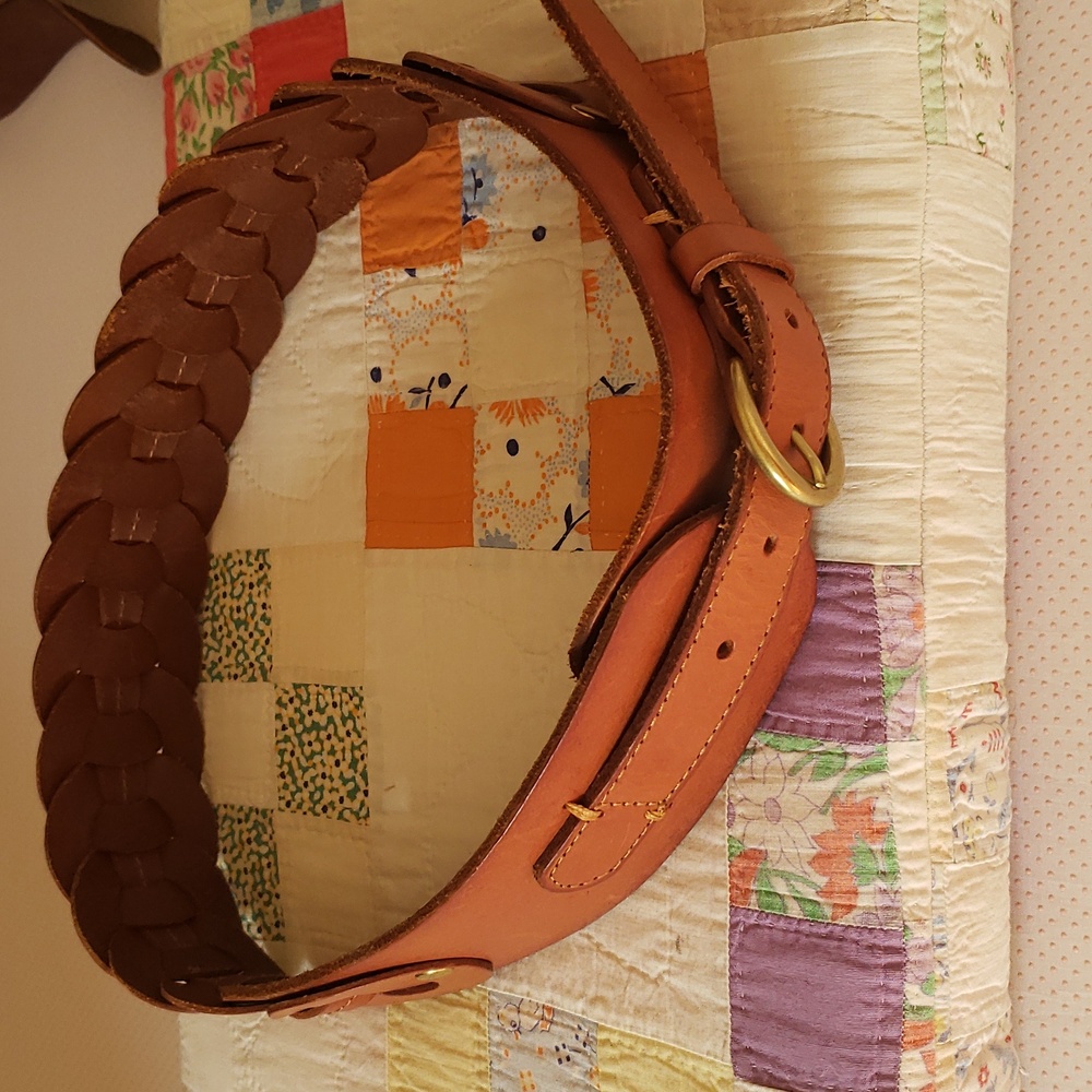 Leather braided belt